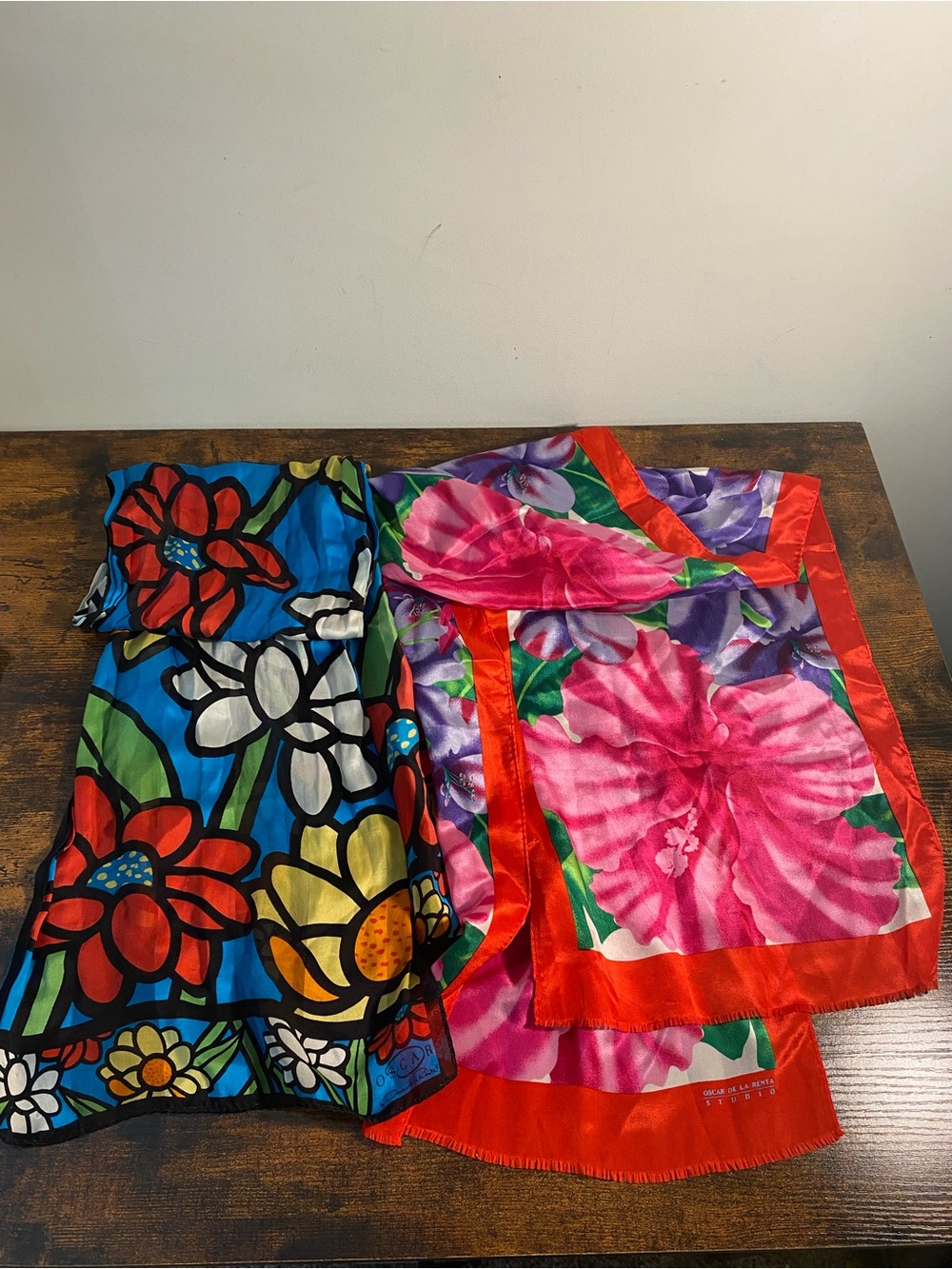Oscar de la Renta Floral Print Accent Scarves - Set of 2